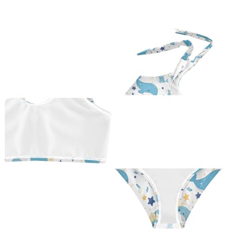 Wusikd Blue Whales Girls Swimsuits Two Piece Swimwear Bikini Set for for Girls Size 3T4