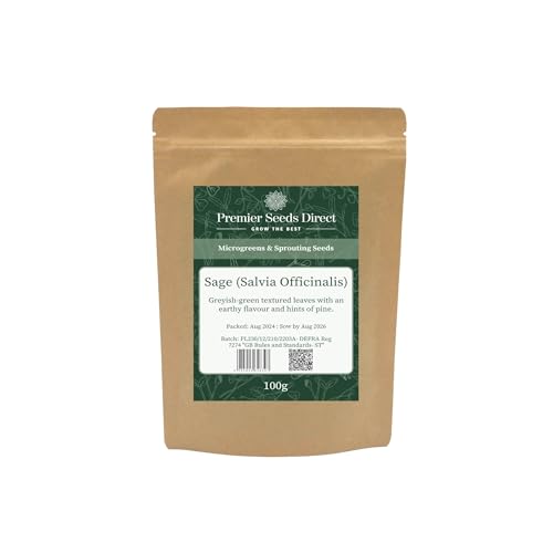 PREMIER SEEDS DIRECT - MICROGREEN Seeds - SAGE (SALVIA OFFICINALIS) (10 Grams)
