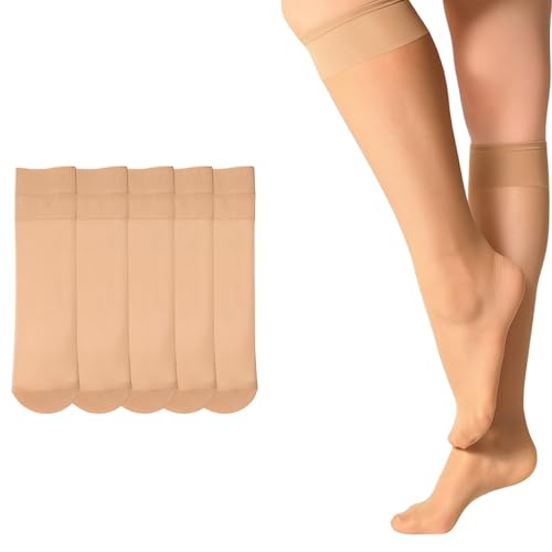 Meias curtas mulher em embalagens de 5 ou 10 unidades | Mini meias transparentes cor natural ou preta | meias meias médias femininas confortáveis e macias | uso diário, natural, Tamanho único