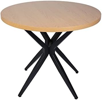 36" Round Dining Table, Modern Kitchen Table for 2-4 Persons, 1.5" Thickness Tabletop w/Solid Metal Legs, Coffee Table for Cafe/Bar Kitchen Dining Office, Easy-Assembly