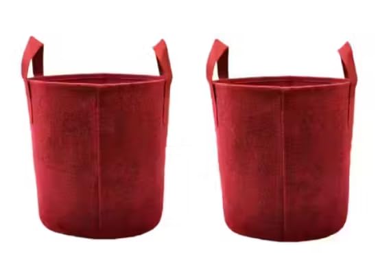 Image of OON Geo Grow Bag for Terrace and Flowers Vegetable Gardening, Premium Geo Fabric 450 GSM Plant Bags, Maroon Color, Eco Friendly Geo Fabric (2, Maroon, 12X12 INCH)