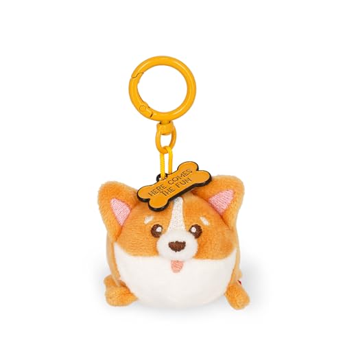 Legami - Porte-clés Super Soft! Thème Corgi, Porte-clés en Peluche, Pendentif avec Message gravé et Mousqueton en Zinc, 7x11 cm