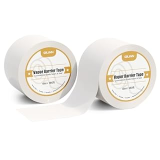 Giunn Vapor Barrier Tape 2 Rolls, 4" Wide x 180' Long Moisture Barrier Tape, 9 mil White polyethylene Tape, Moisture Sealing and Seams for Crawl Spaces, Vapor barriers, Marine, Insulation