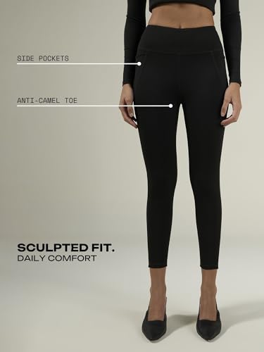 Image of CAVA Sculpt Core Leggings for Women | High Waisted, Anti Camel Toe, Deep Side Pockets, Rounded Back Seam, Sculpting Stretch Fabric