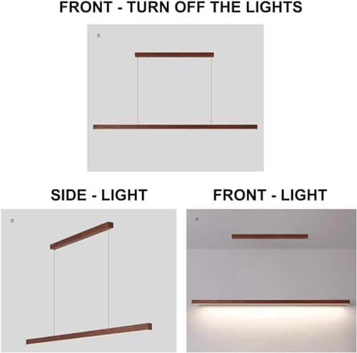 Suspension linéaire en bois walnut LED 150cm moderne dimmable