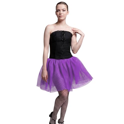 Halloween 5-Layer Adult Tutu Skirt, Halloween Costume, Fluffy Tulle Mini Skirt for Women, Costumes and Cosplay (US, Alpha, Medium, Regular, Short, Purple)
