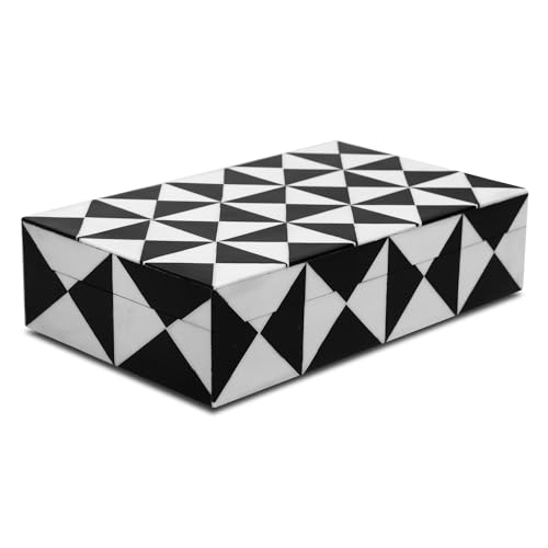 Handicrafts Home Decorative Storage Box with Lid, Black and White Decorative Remote Holder Box