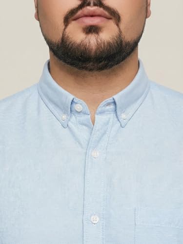 Image of Urbano Plus Men's Cotton Full Sleeve Regular Fit Solid Oxford Shirt with Button-Down Collar