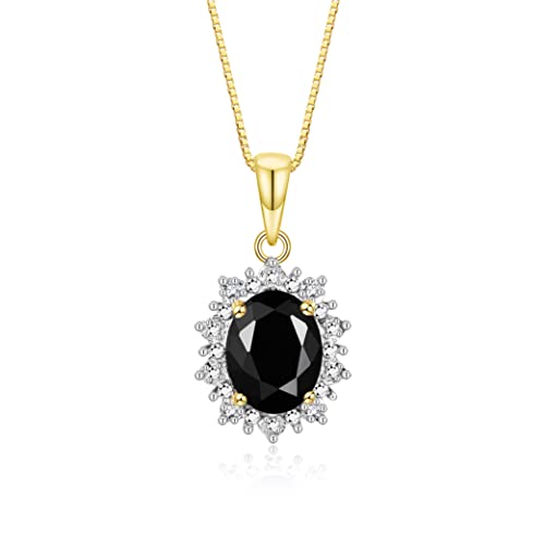 Image of Rylos Women's Yellow Gold Plated Silver Princess Diana Ring & Pendant Set. Gemstone & Diamonds, 9X7MM Birthstone. Matching Friendship Jewelry, Sizes 5-10.
