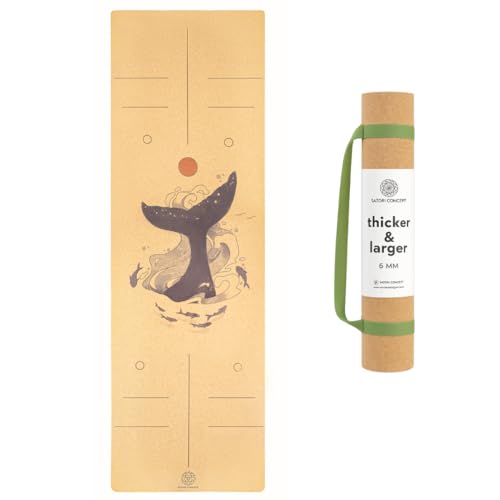 Satori Concept tapis yoga liège base caoutchouc naturel XL 80x26x6mm BlueWhale