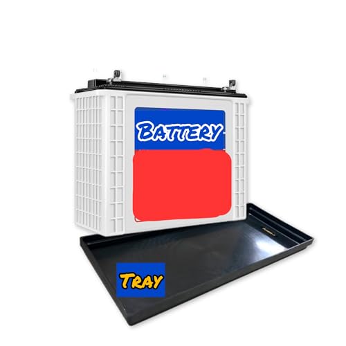 Image of Pioneer-x Plastic Battery Tray for Tall Tubular Inverter Battery, Black, 53 x 21.5 cm,Rectangular Shape, Floor Protection