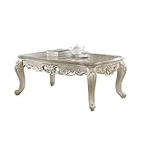 ACME Gorsedd Coffee Table w/Marble Top - - Marble & Antique White