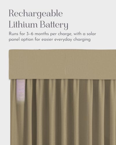 Image of Graywind Motorized Curtains with Track, Room Darkening Smart Curtains, Rechargeable Curtains Compatible with Alexa & Remote Control for Large Windows, Custom Drapes Up to 220 inch, Canvas (Sand)