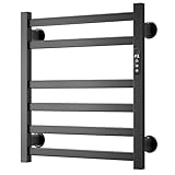 Electric Towel Warmer Wall Mounted, 6 Bar Heated Towel Rack with Intelligent Timer & Temp Control, Plug-in/Hardwire, Left and Right Compatible