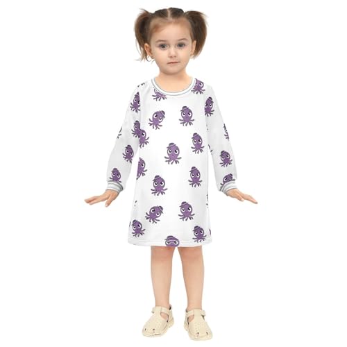 Girls Casual Dresses Long Sleeve for Fall Winter,Soft Thick Kid's Sweatshirt Dress Perfect for Party & Daily 2-8T4