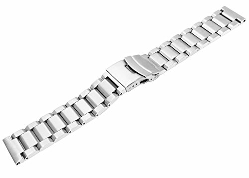Brush Matte Finish Metal Watch Band Stainless Steel Bracelet Straps 18mm/20mm/22mm/24mm Double Buckle Black or Silver - Image 4