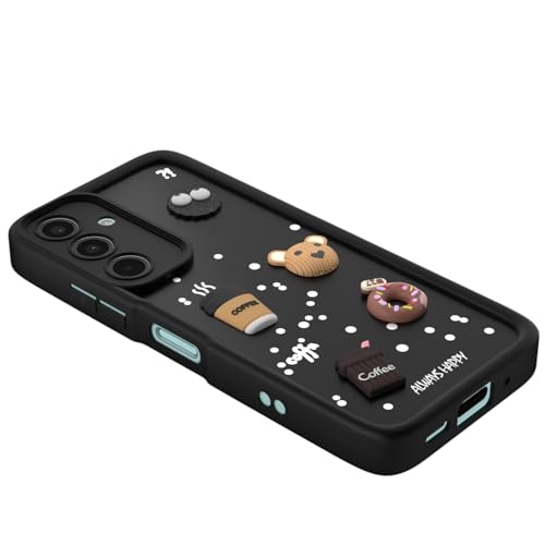 Image of Bintage Cute Fun Taddy| 3D Ball Bear| Donut| Coffee Rubber Case Camera Protection Back Cover Compatible for Samsung Galaxy A16 5G - Black