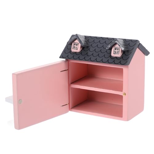 HANABASS Mini Muebles De Casa De Muñecas Ventana Chicas Pueblo Navideño En Miniatura Pequeña Casas En Miniatura Pequeño Casa En Miniatura Modelo Decoración Mini Casa Rosa Abedul