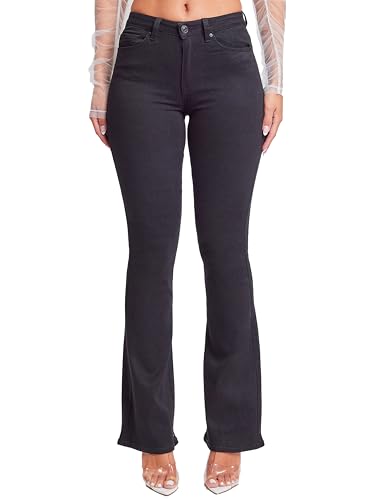 YMI Womens Basic 5 Pocket 1 Button High-Rise Flare