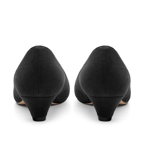 Womens Casual Closed Pointed Toe Slip On Office Suede Comfort Kitten Low Heel Pumps Shoes for Women 1.4 Inch4