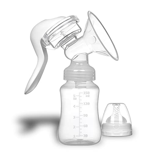 Image of Elfzone Manual Breast Pump - Adjustable Suction Silicone Hand Pump Breastfeeding, Small Portable Manual Breast Milk Catcher Baby Feeding Pumps & Accessories, White, Mothers Day Gifts