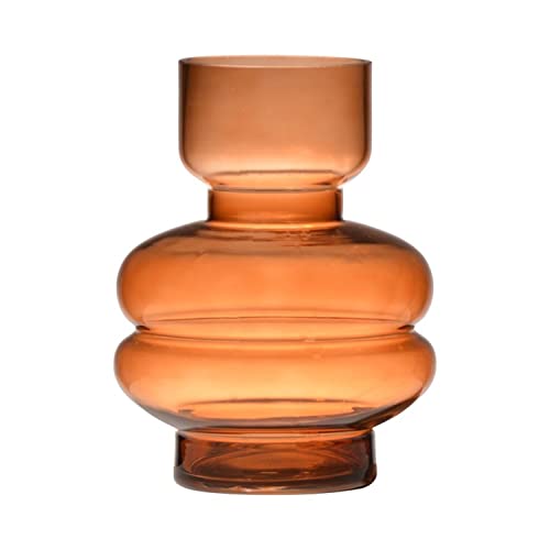 INNA-Glas Florero de Vidrio TAMLIN, Naranja-marrón-Transparente, 15cm, Ø9cm - Jarrón