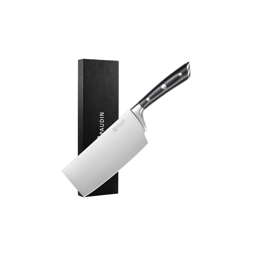 PAUDIN-Cleaver-Knife-Switzer-Chinese-Chef-Knife-7-Inch-High-Carbon-Stainless-Steel-Butcher-Knife-with-ABS-Handle-Kitchen-Knife-for-Meat-Cutting-Vegetable-Slicing PAUDIN Cleaver Knife, Switzer Chinese Chef Knife 7 Inch, High Carbon Stainless Steel Butcher Knife with ABS Handle, Kitchen Knife for Meat Cutting Vegetable Slicing