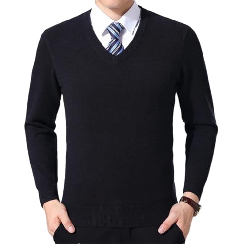 Mens V Neck Pullovers Ribbed Cuff Long Sleeved Sweaters Stretch Knit Top