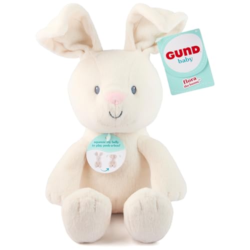 GUND Baby Peek a Boo Flora Bunny Plush Bunny Rabbit Stuffed Animal Baby Toy for Ages 0 and Up Cream 7 Batteries Not Required