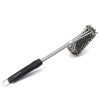 SANTOS 3-Kopf Grillbürste Edelstahl 45cm - 3-reihiger Borstenkopf -gegen hartnäckige Verschmutzungen - Reinigung von Holzkohle-, Elektro- & Gasgrills – Ansicht 2