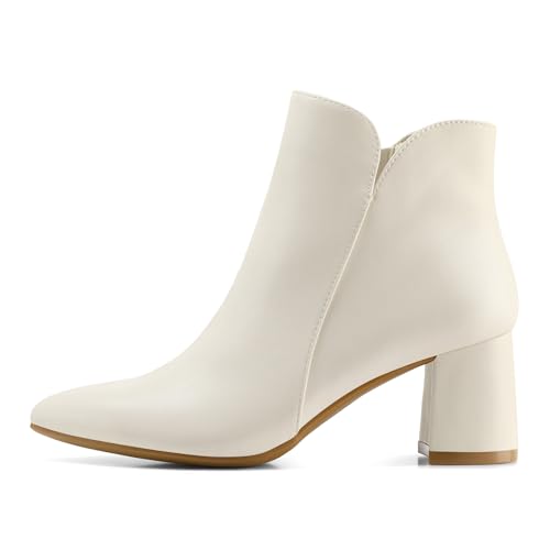 Mysoft Women'S Ankle Boots Chunky Block Low Heel Comfortable Pointed Toe Side V Cutout Dressy Office Booties With Zipper thumb #7