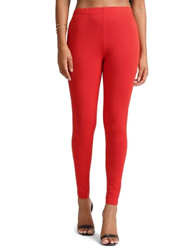 Image of ONE SKY Women Full Length Leggings | Cotton Modal Spandex Blend | High Waist Stretchable & Bio-Washed Fabric | Colour-Lock Technology | Comfortable Leggings for Women