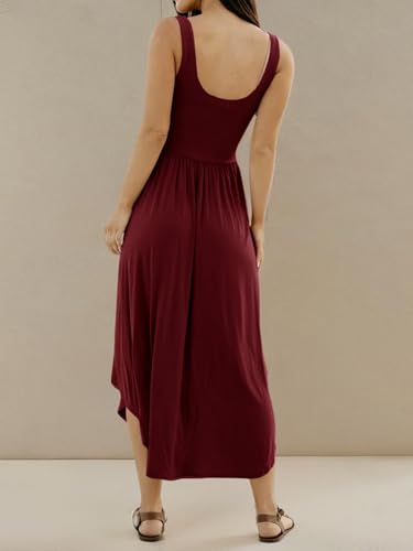 Image of Langwyqu Womens 2026 Summer Sleeveless Tank Dress Empire Waist Asymmetrical Flowy Casual Maxi Dresses