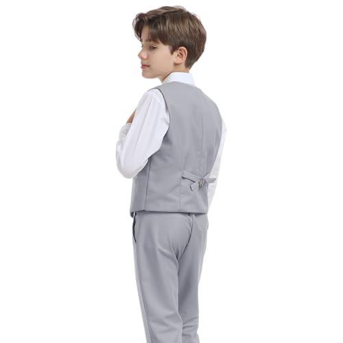 Image of Boys' Vest Slim Formal Suit Vest for Wedding Homecoming with Pockets Adjustable Back Strap, Size 2-20 Years