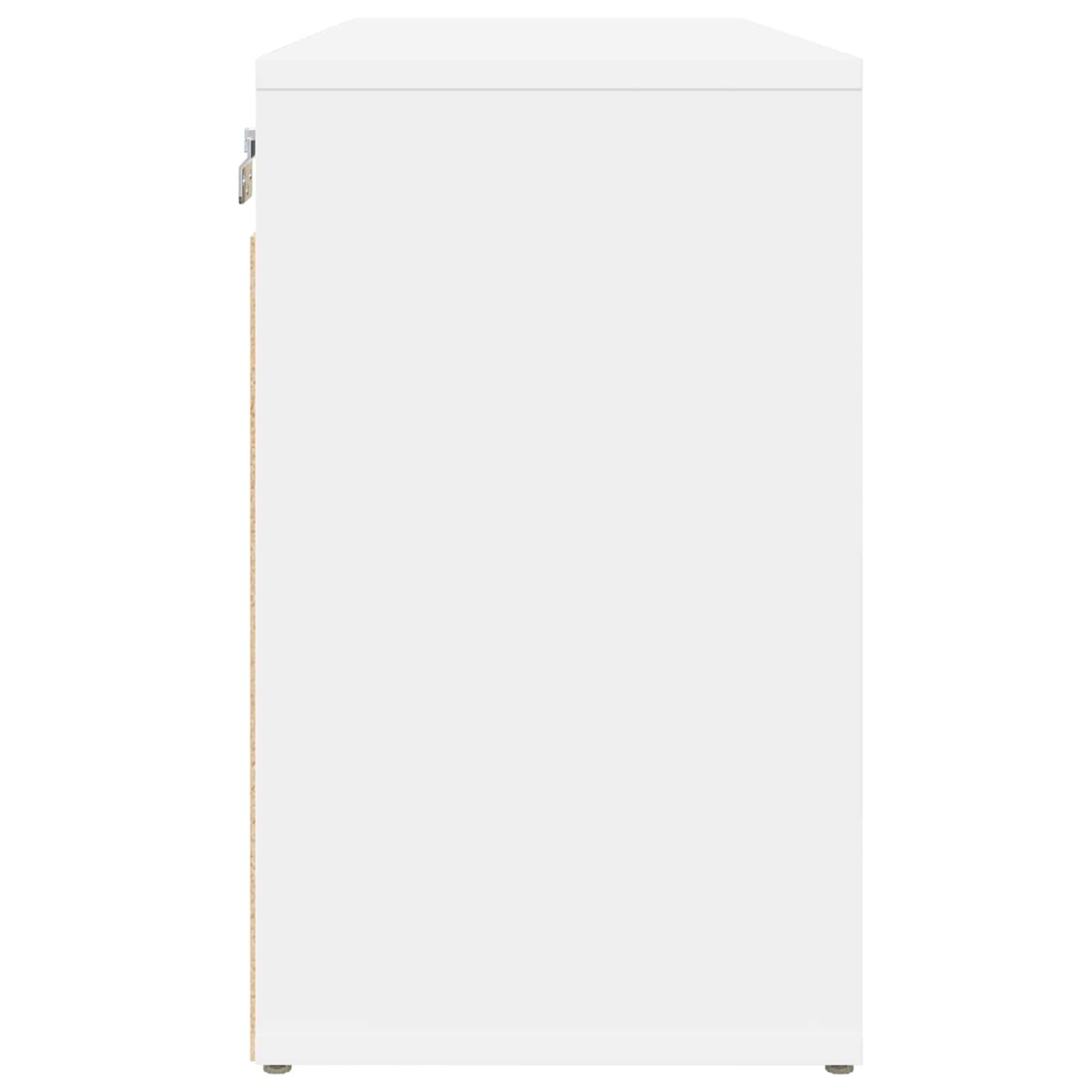 Szafka na buty z materiału drewnopochodnego, biała, 77,5 x 30 x 51 cm, z przegródkami i drzwiami, nie zajmuje dużo miejsca, do przedpokoju i przedpokoju, regał na buty, buty, kapcie, trampki