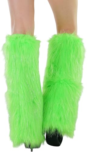 Image of ToBeInStyle Women's Faux Vibrant Fur Retro Daring 60' Inspired Ravewear Knee High Leg Warmers