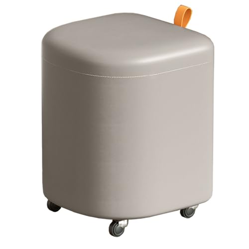 Pouf Empilable Repose-Pieds Pivotant En Cuir GIZNXBA Grey - 2