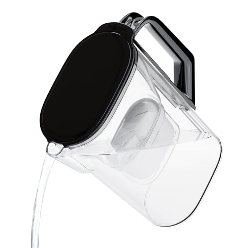 Wessper Wasserfilter Kanne 2.7L für Kühlschranktür, Wasserkaraffe mit Aktivkohle Filter, Wasserkanne Kompatibel mit Brita Maxtra Filterkartusche - Schwarz