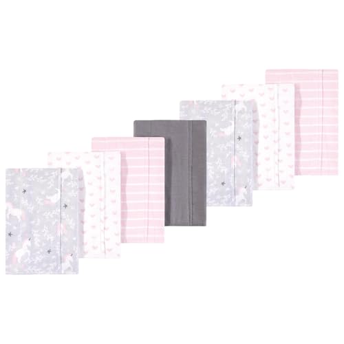 Image of Luvable Friends Hudson Baby Flannel Burp Cloths 7pk, Playful Unicorn