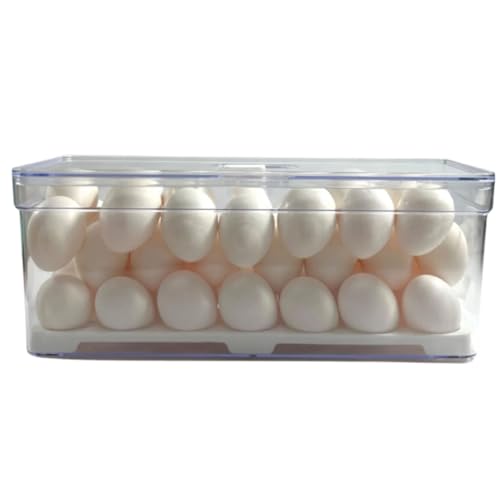 Porta Ovos Organizador Suporte Dispensador Ate 42 unidades com Tampa Geladeira Cozinha, cor Natural,