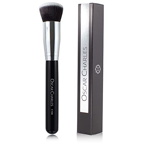 Oscar Charles 104 Pinceau de maquillage professionnel pour fond de teint liquide Argenté