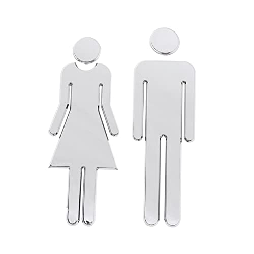 OUNONA Mirror Wall Sticker 12cm Restroom Sign Men/women Shape Self-adhesive Office Hotel Decorative Stickers