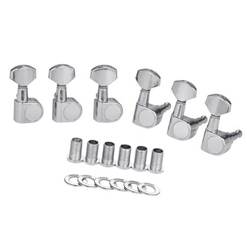 Guitar String Tuning Pegs 6 Inline Guitar 2 Pin Tuners Tuning Keys Pegs Machine Heads(Silver,1)