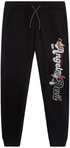 Southpole Mens Sweatpants - Tom and Jerry Bugs Bunny Soft Casual Athletic Mens Joggers with Pockets and Drawstring Waistband, Size Medium, Black Tom & Jerry