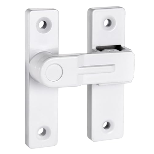 Image of White Flip Barn Door Lock - 180 Degree Barn Door Lock Privacy Latch - Zinc Alloy Security Latches for Barn Doors, Garden Gates, Windows, Cabinets, and Sliding Doors