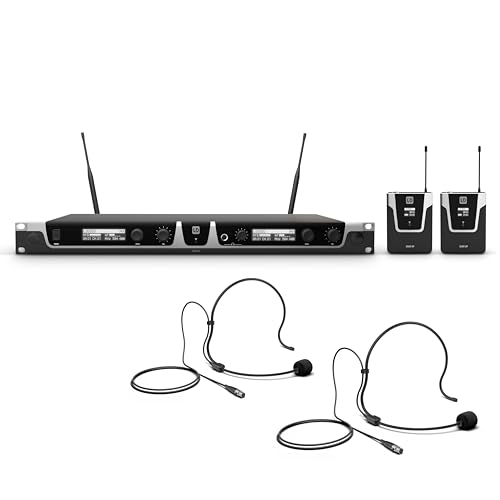 LD Systems U508 BPH 2 - Duales Funkmikrofon System mit Sender/Empfänger, 2 Bodypacks und 2 Headsets, 823-832 MHz + 863-865 MHz, schwarz