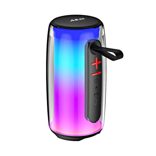Image of AKAI BD-24 24W RMS Bluetooth Speaker with RGB Lights | Portable Wireless Speaker with TWS, USB, Aux, TF Card, 3600 mAh Battery, 2.5 Inch Driver, Type-C Charging, Up to 5 Hours Playtime (L21.5xW10xH10)