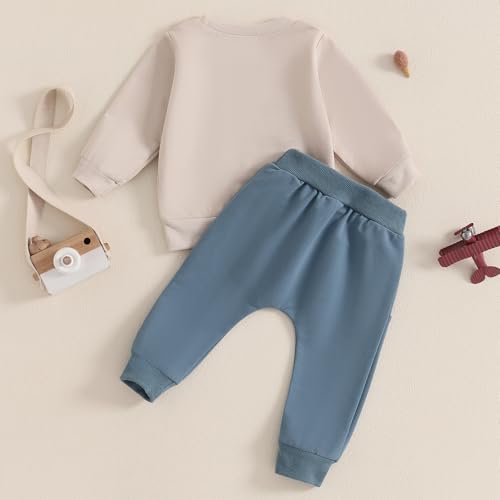 Adobabirl Toddler Baby Boy Fall Outfits Tractor Embroidery Long Sleeve Sweatshirt and Pants Set Farm Winter Clothes3