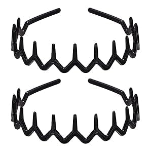 Wziys SP28601-ZM 2Pcs Zig Zag Headbands For Women Men, Black Plastic Hair Bands Non Slip Wave Headbands Shark Teeth Hair Comb Headbands 90S Fashion Accessories thumb #5