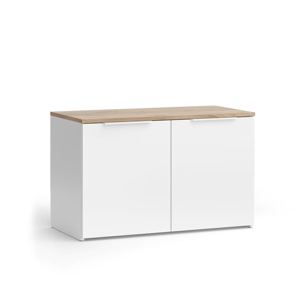 Vicco Kommode Wido – 2-Türen Schrank in Weiß/Sonoma
